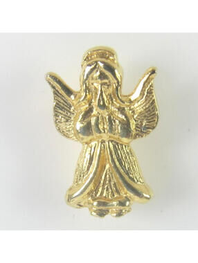 Vintage Angel Pin Gold Tone Praying Wings Spread Halo Lapel Hat Pin Brooch